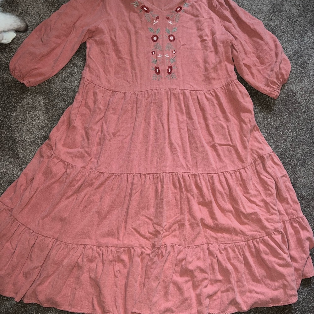 Burnt Orange Embroidered Dress